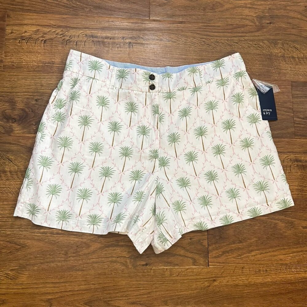 NWT Crown & Ivy linen Palm Shorts